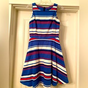 Tommy Hilfiger Red White Blue Sleeveless A Line Fit and Flare Cotton Dress Sz 0